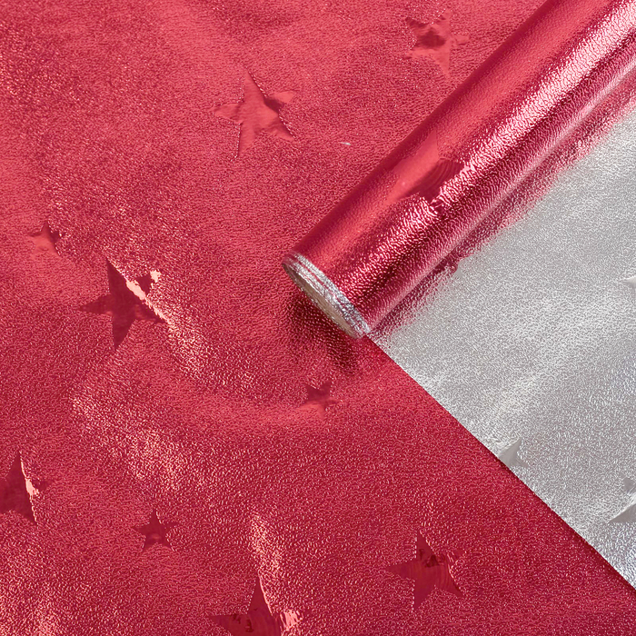 Плёнка металлизированная "Звезды", бордовый, 0,7 х 2 м