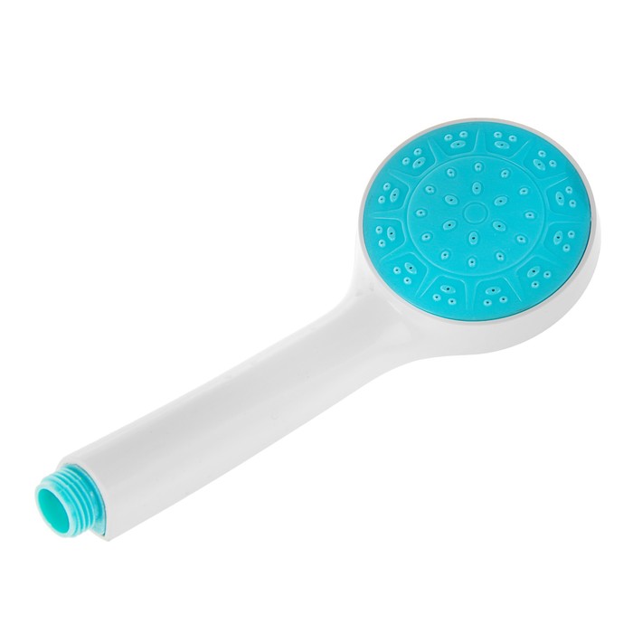 Душевая лейка LD-01-010 lb, с голубой вставкой, 1 режим, пластик, белая