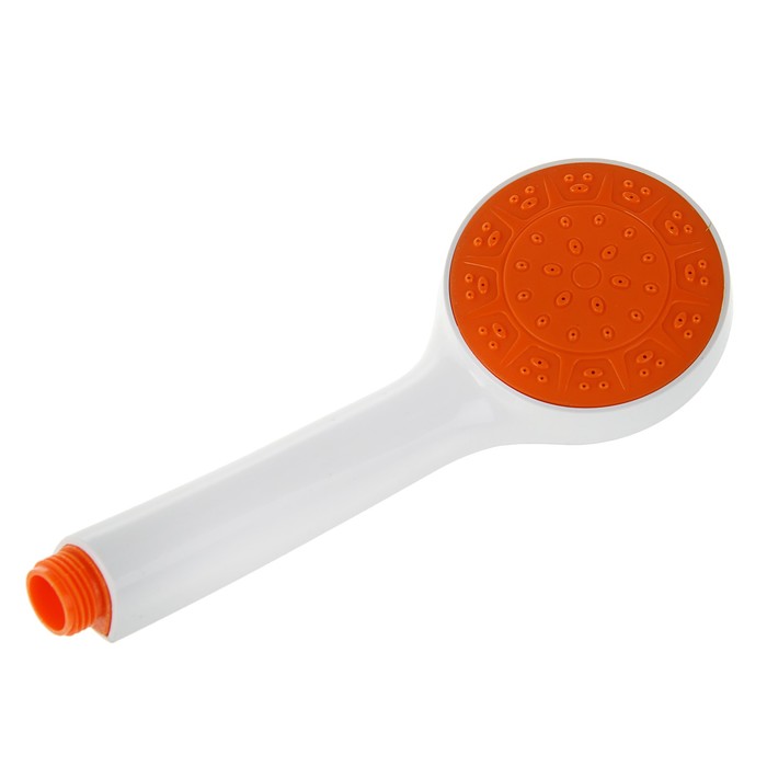 Душевая лейка LD-01-010 o, с оранжевой вставкой, 1 режим, пластик, белая