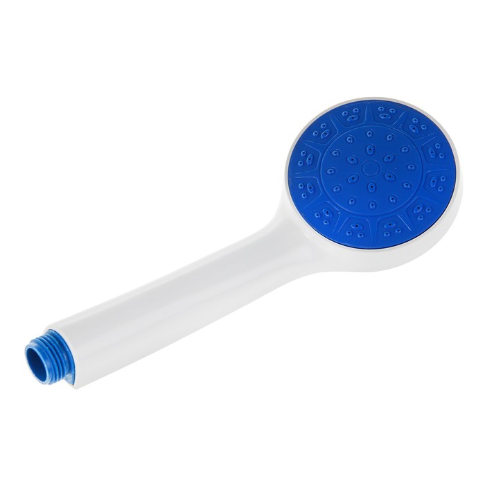 Душевая лейка LD-01-010 b, с синей вставкой, 1 режим, пластик, белая