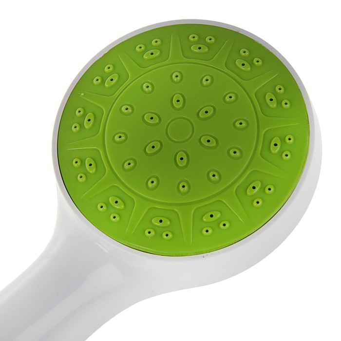 Душевая лейка LD-01-010 g, с зеленой вставкой, 1 режим, пластик, белая