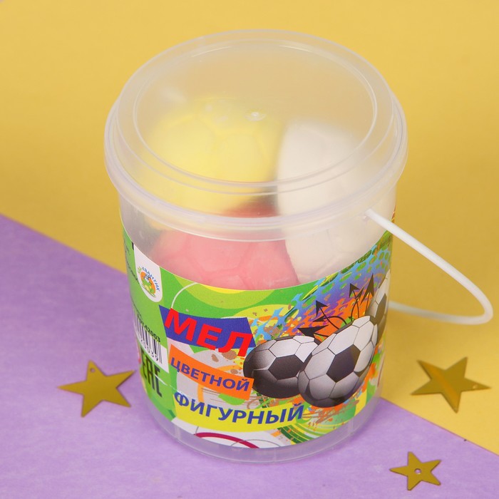 Мел цветной фигурный "Футбольный мяч" в ведре, 7 шт.