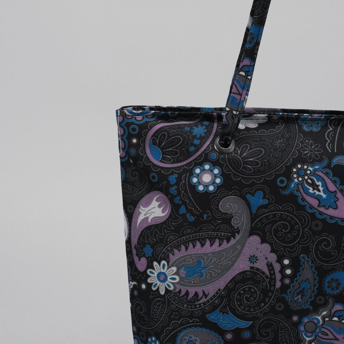 7929 Д Сумка пляжная Bagamas 34*11*29, отд на молнии, черный/синие огурцы