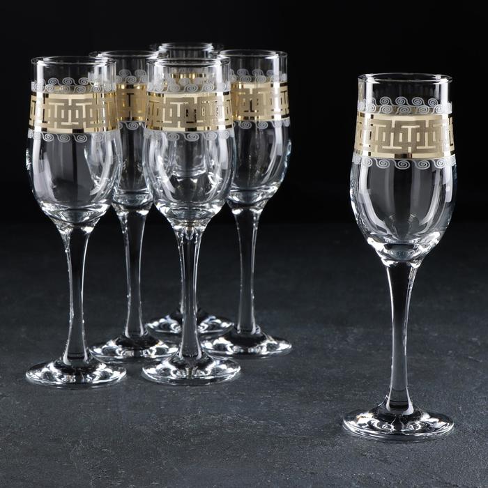 фото Набор бокалов для шампанского 200 мл "меандр", 6 шт гусь-хрустальный стекольный завод