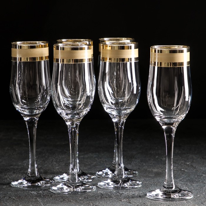 фото Набор бокалов для шампанского «ампир», 200 мл, 6 шт гусь-хрустальный стекольный завод