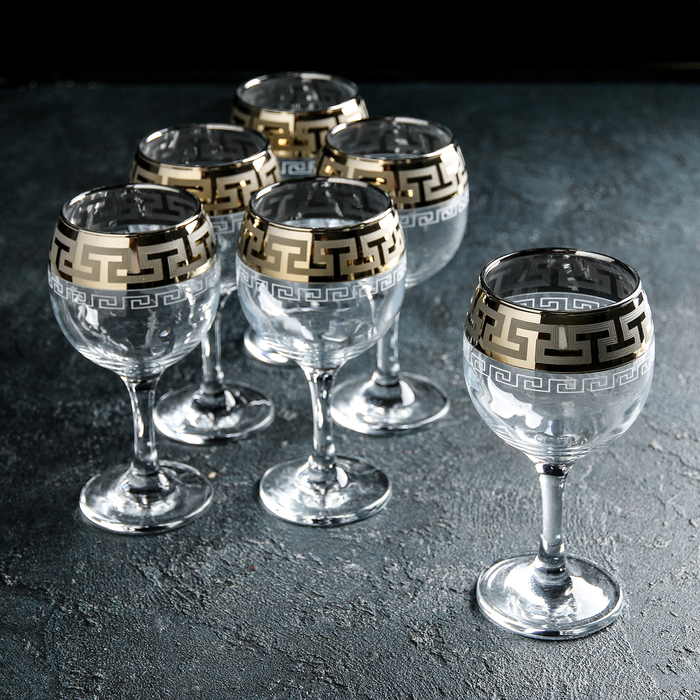 Набор фужеров для вина 260 мл "Греческий узор", 6 шт