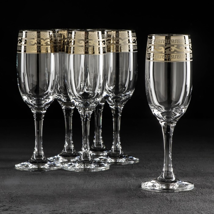 фото Набор бокалов для шампанского «версаче», 190 мл, 6 шт гусь-хрустальный стекольный завод