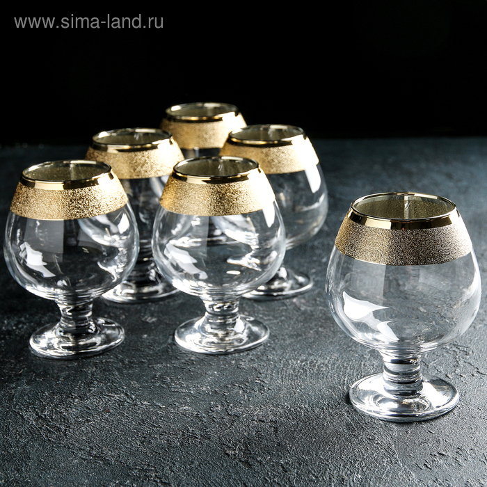 фото Набор бокалов для бренди 400 мл "золотой карат", 6 шт гусь-хрустальный стекольный завод