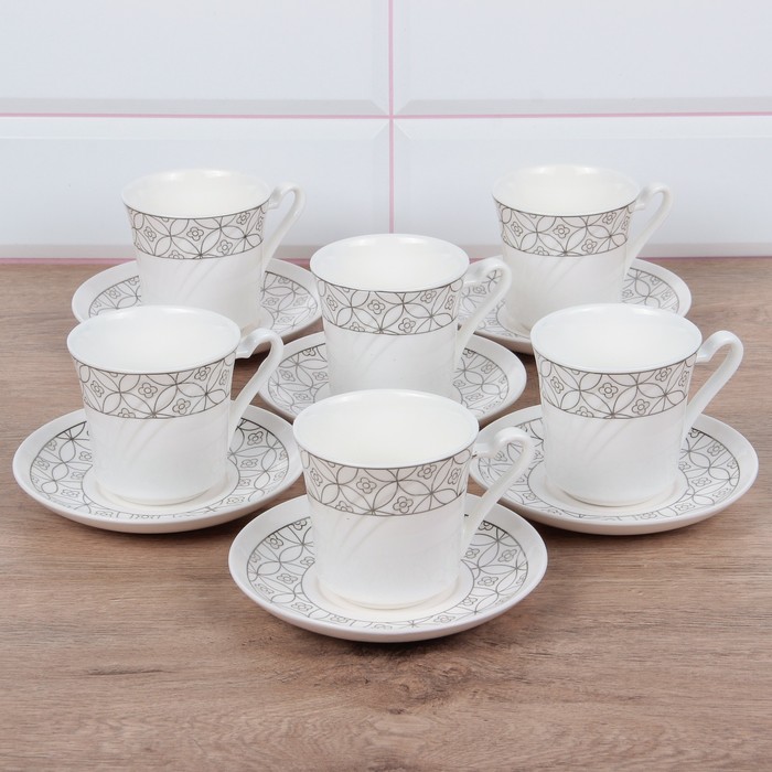 Сервиз чайный "Анабель", 12 предметов: 6 чашек 150 мл, 6 блюдец 13 см, рисунок МИКС УЦЕНКА