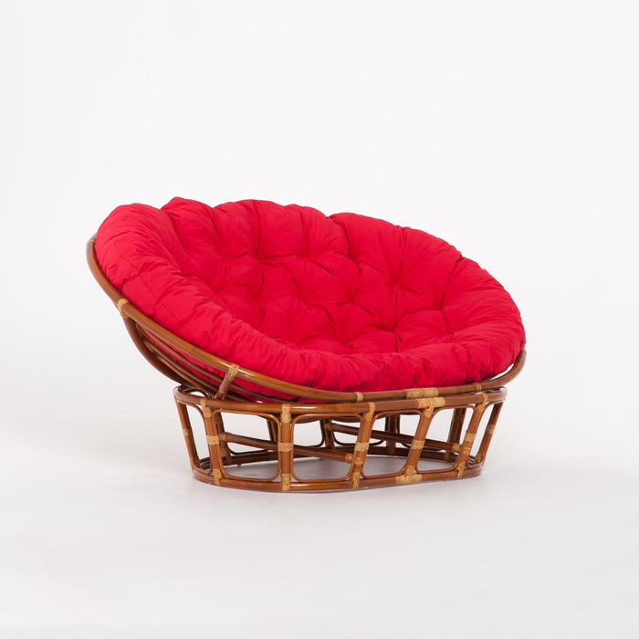 Кресло MAMASAN, с красной подушкой, натуральный ротанг, цвет коньячный, 23/02