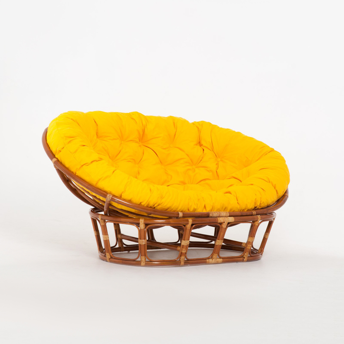 Кресло MAMASAN, с жёлтой подушкой, натуральный ротанг, цвет коньячный, 23/02