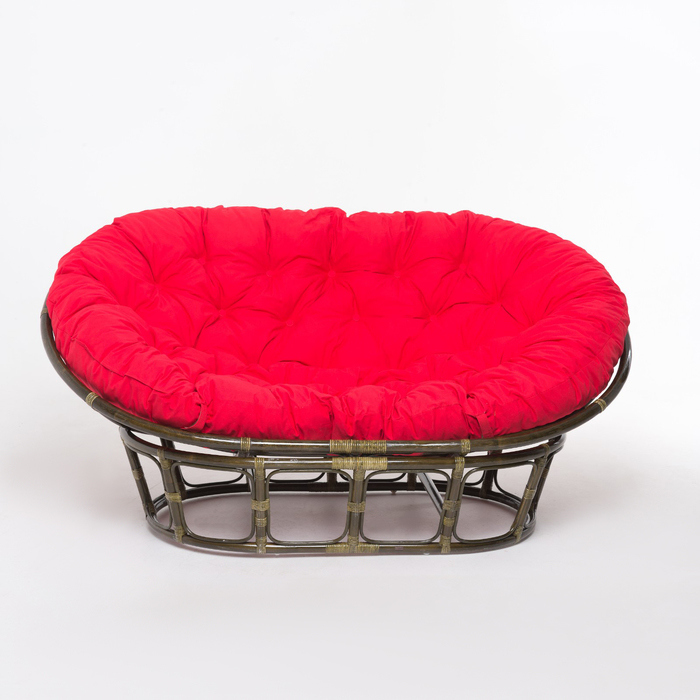 Кресло MAMASAN, с красной подушкой, натуральный ротанг, цвет оливковый, 23/02