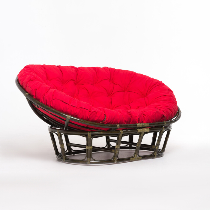 Кресло MAMASAN, с красной подушкой, натуральный ротанг, цвет оливковый, 23/02