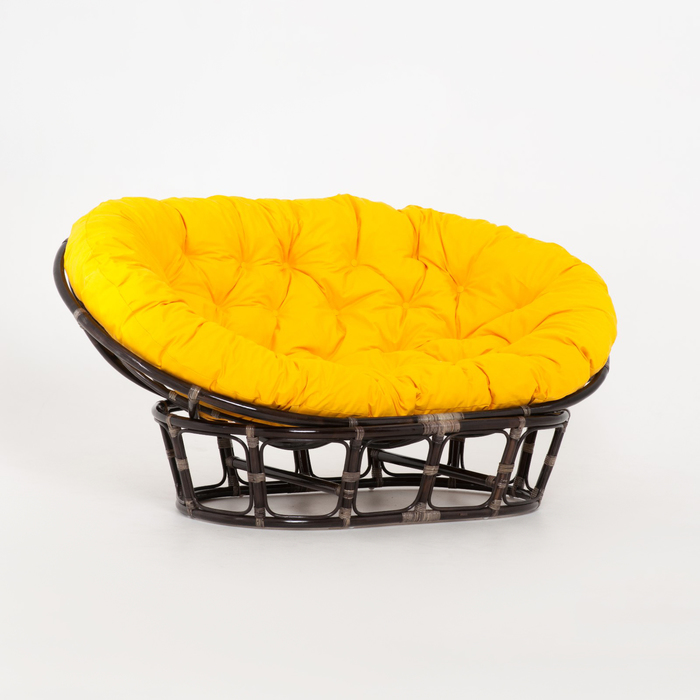 Кресло MAMASAN, с жёлтой подушкой, натуральный ротанг, цвет тёмно-коньячный, 23/02