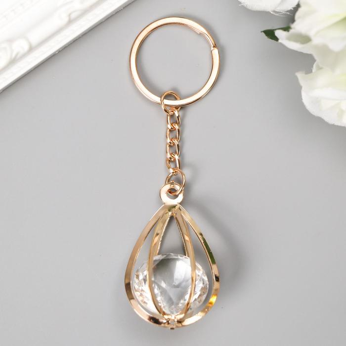 Брелок металл "Капля" стразы золото 10х3х3 см