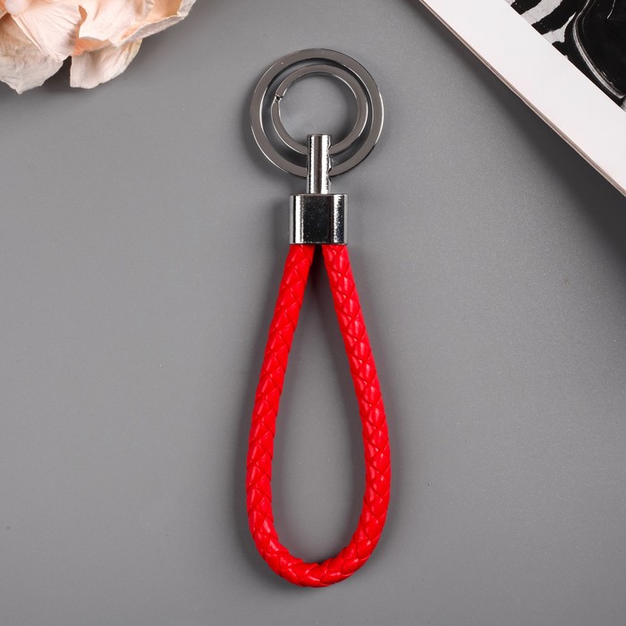 Брелок металл кожзам "Ремешок" красный 12х4,5 см