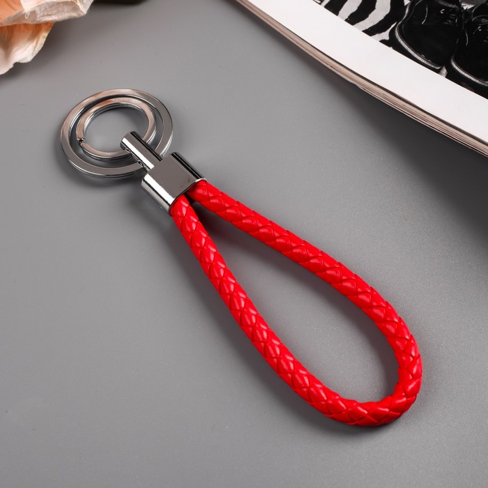 Брелок металл кожзам "Ремешок" красный 12х4,5 см