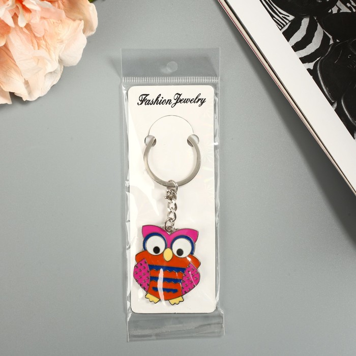 Брелок металл "Совушка оранжевая" МИКС 11х4 см