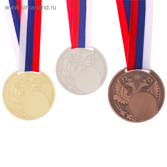 Медаль под нанесение «Герб», ⌀ 5 см., цвет сер., с лентой медаль сувенирная с местом для гравировки цвет бронзовый диаметр 5 см 042