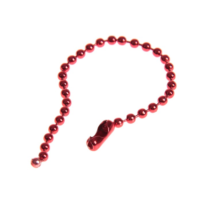 Цепочка с шариковыми звеньями 10,5 см + замок набор 20 шт красная
