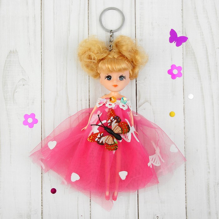 Игрушка-брелок "Кукла" пышное платье с рюшами, цвета МИКС