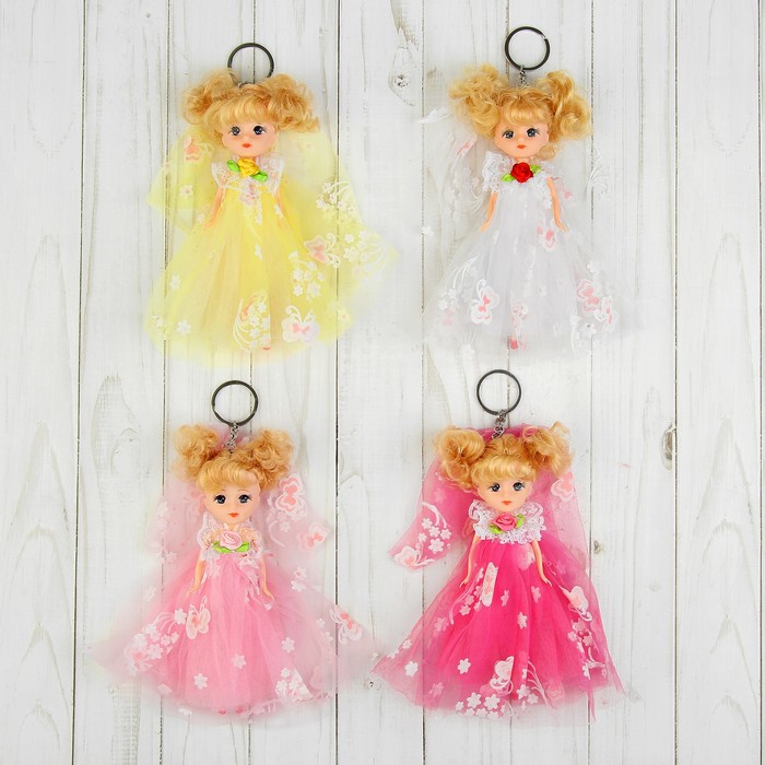 Игрушка-брелок "Кукла" с розой на платье, цвета МИКС
