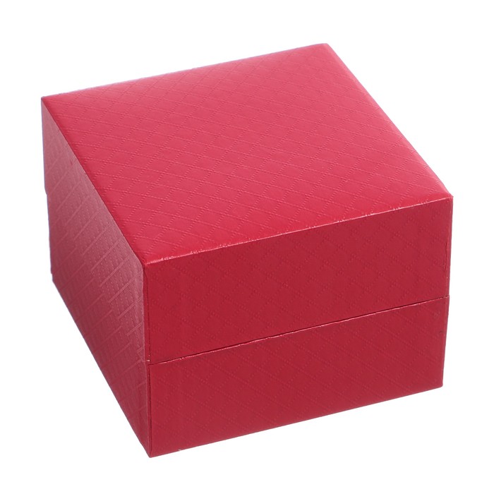 Шкатулка картон, кожзам под часы 1 отделение "Красные ромбы" 7,5х10х10 см