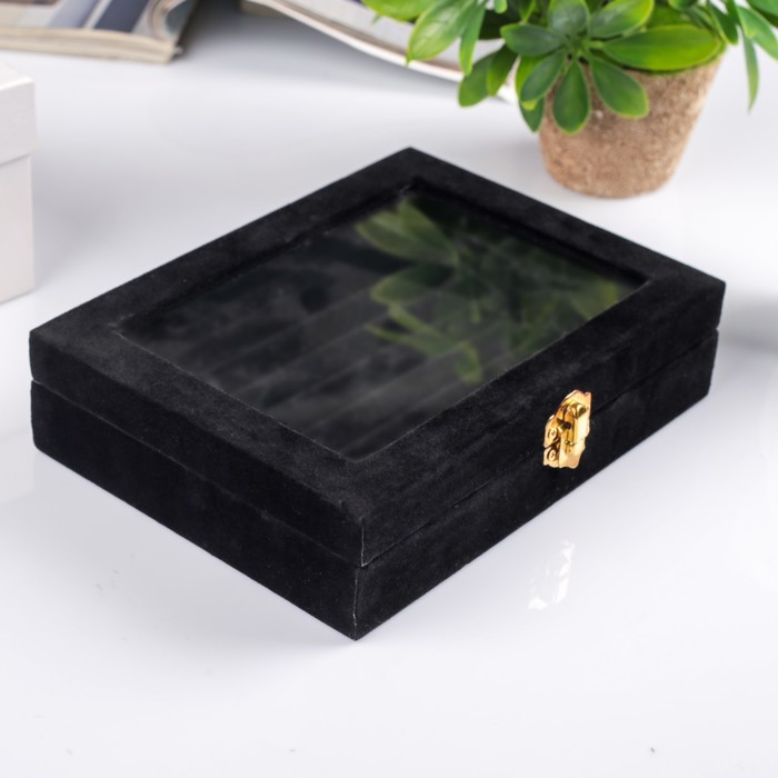 Шкатулка бархат для запонок "Чёрная ночь" 5х20х15 см