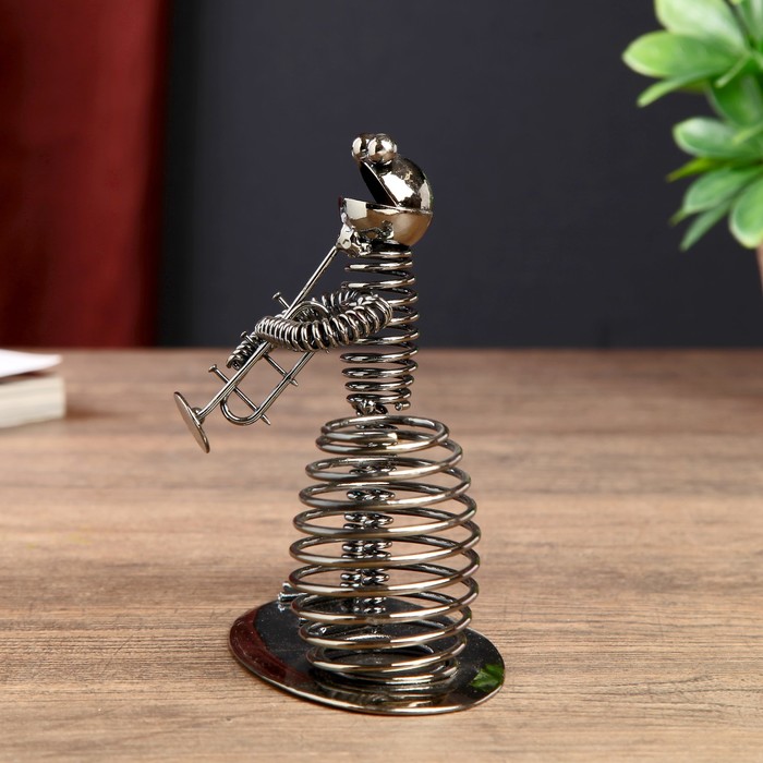 Сувенир металл карандашница "Лягушонок-трубач" 13х11,8х6,5 см