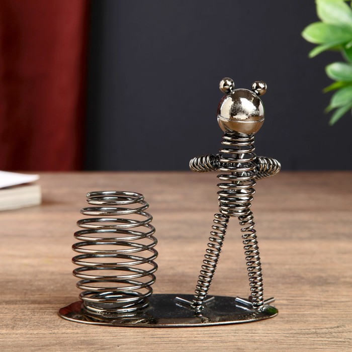 Сувенир металл карандашница "Лягушонок-трубач" 13х11,8х6,5 см