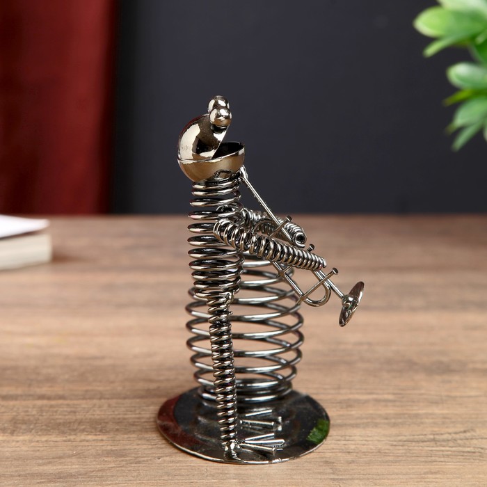 Сувенир металл карандашница "Лягушонок-трубач" 13х11,8х6,5 см