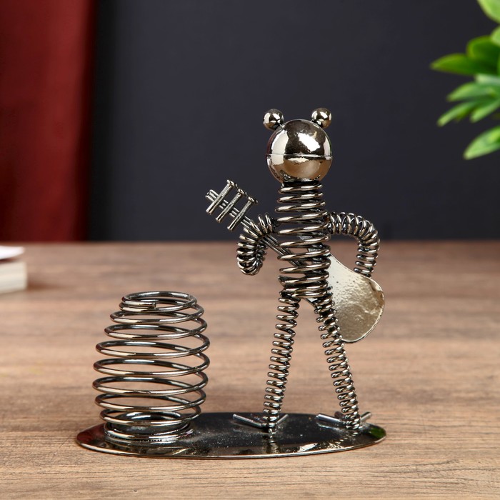 Сувенир металл карандашница "Лягушонок-гитарист" 13х11,8х6,5 см