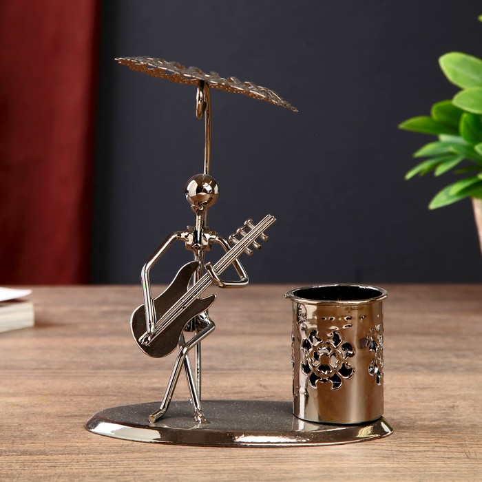 Сувенир металл карандашница "Песни под гитару" 16,5х14х8,5 см