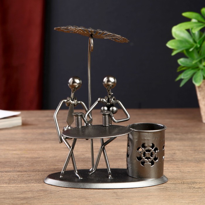 Сувенир металл карандашница "Летнее кафе" 16,5х14х8,5 см