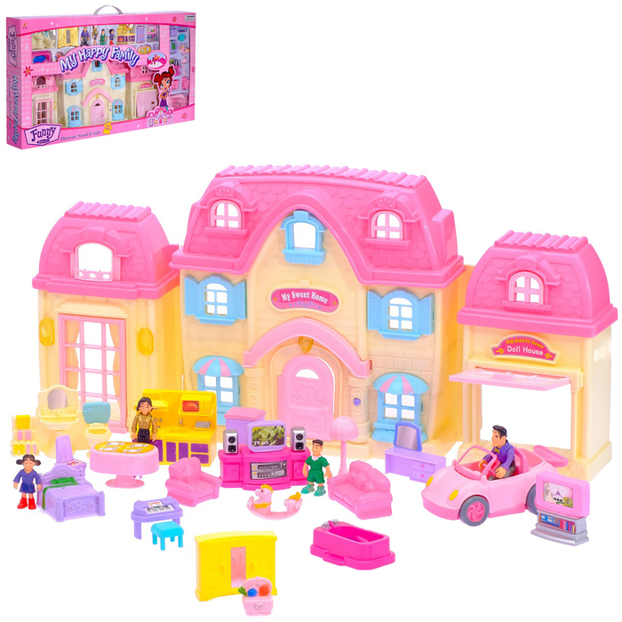 Дом для кукол "Большая семья" с мебелью и аксессуарами, световые и звуковые эффекты
