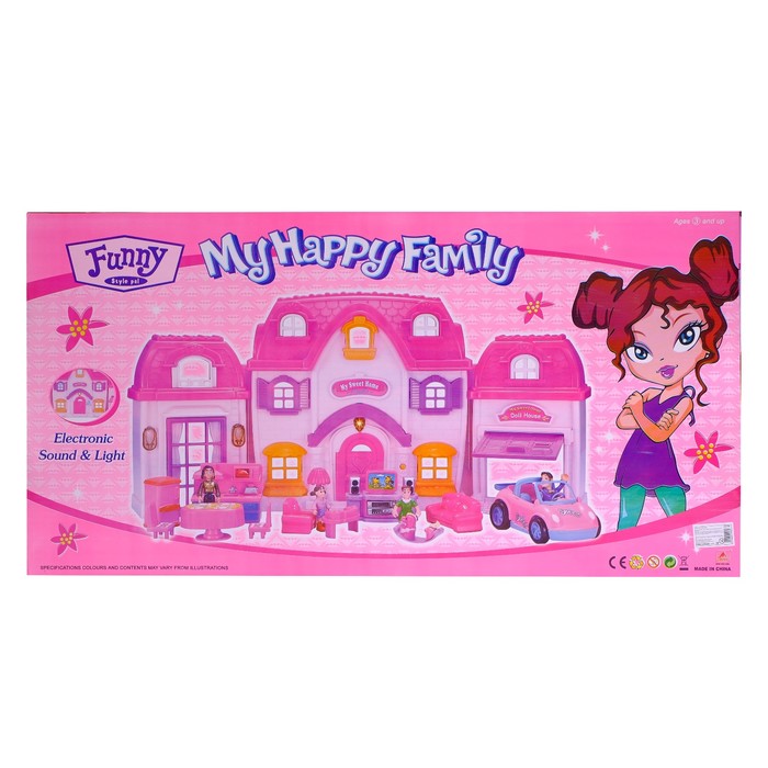 Дом для кукол "Большая семья" с мебелью и аксессуарами, световые и звуковые эффекты