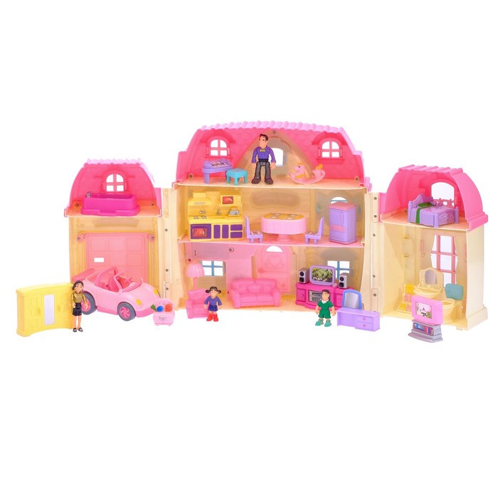 Дом для кукол "Большая семья" с мебелью и аксессуарами, световые и звуковые эффекты