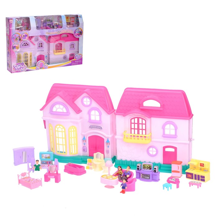 Загородная вилла для кукол с мебелью и аксессуарами, световые и звуковые эффекты