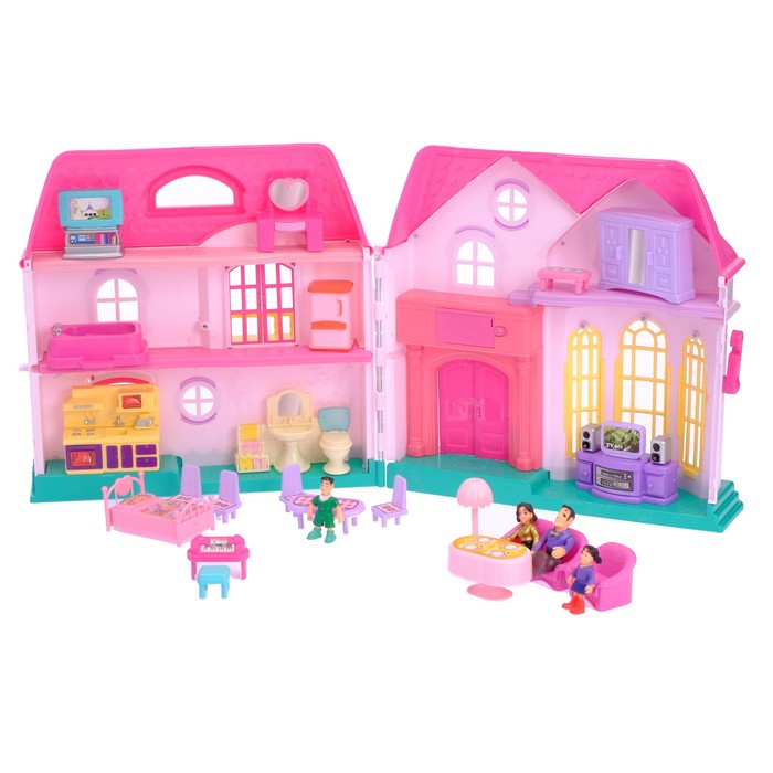 Загородная вилла для кукол с мебелью и аксессуарами, световые и звуковые эффекты