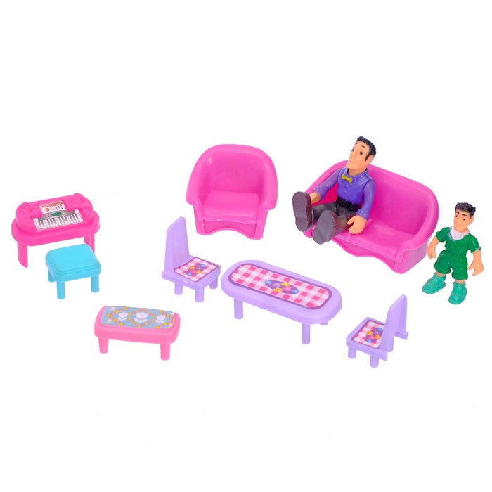 Загородная вилла для кукол с мебелью и аксессуарами, световые и звуковые эффекты