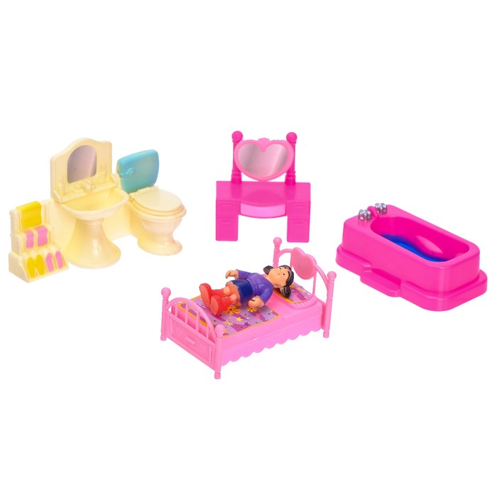 Загородная вилла для кукол с мебелью и аксессуарами, световые и звуковые эффекты