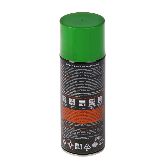 Эмаль универсальная акриловая SKYRON, светло-зеленая (RAL 6018), 520 мл.