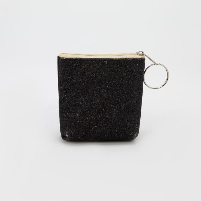 Кошелёк детский "Блеск", отдел на молнии, с кольцом, цвет чёрный