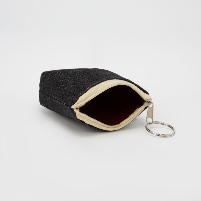 Кошелёк детский "Блеск", отдел на молнии, с кольцом, цвет чёрный