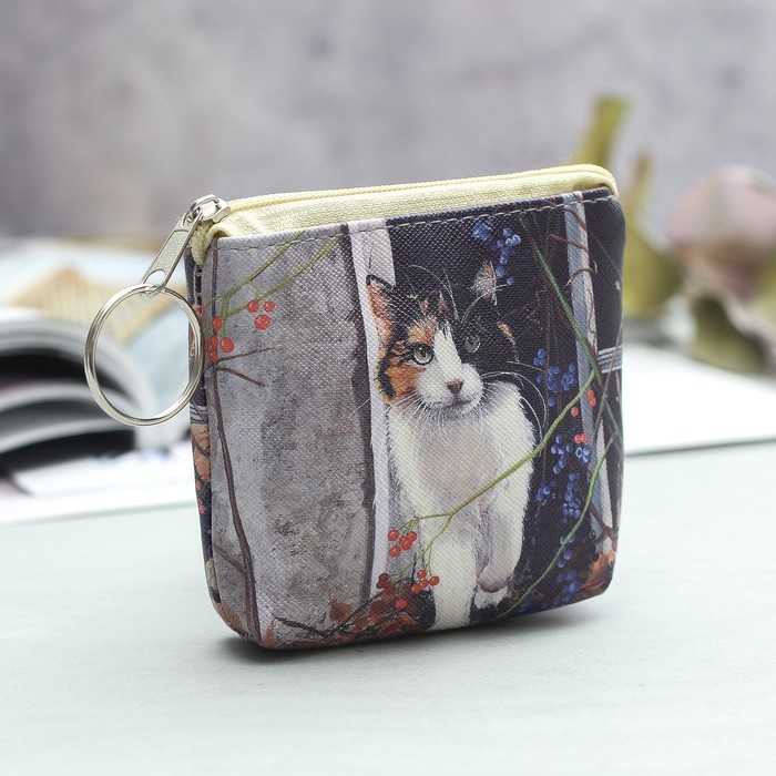 Кошелёк, отдел на молнии, с кольцом, цвет синий