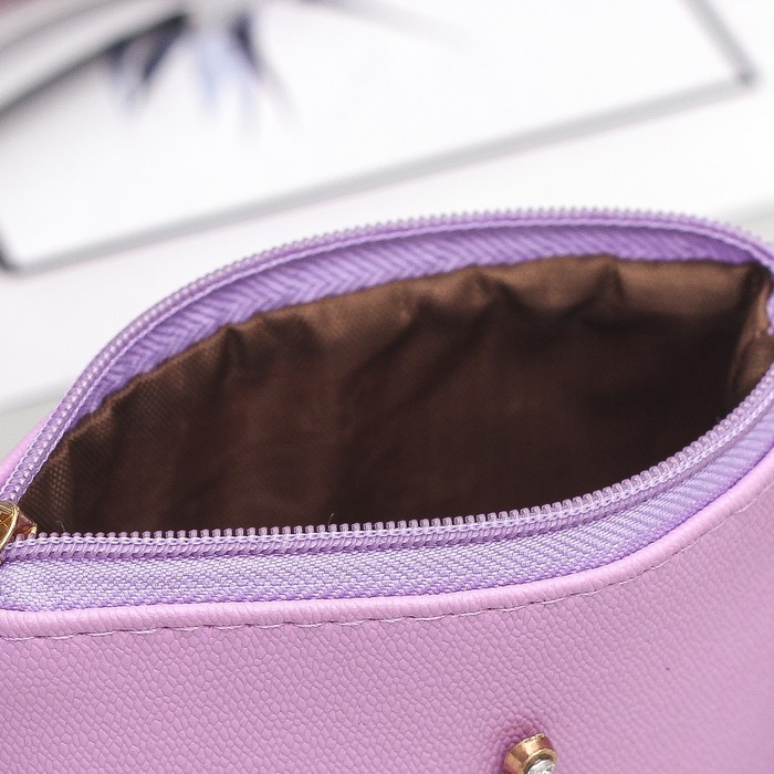 Кошелёк женский, отдел на молнии, кольцо, цвет сиреневый