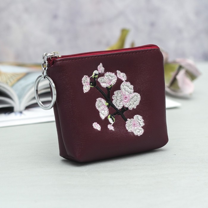 Кошелёк женский, отдел на молнии, кольцо, цвет бордовый