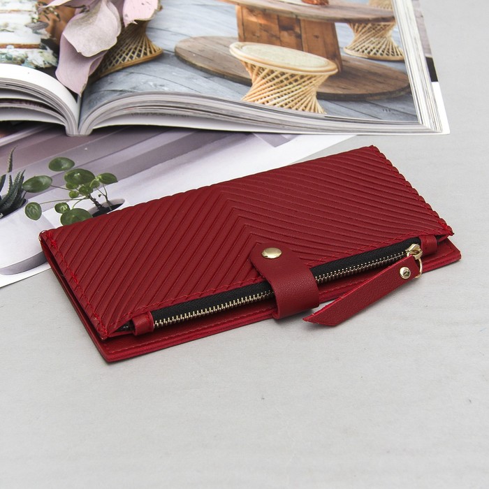 Кошелёк женский, 2 отдела, для карт, для монет, фурнитура металл, цвет бордовый