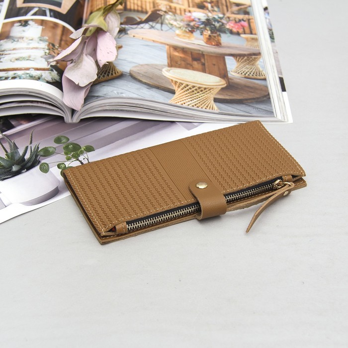 Кошелёк женский, 2 отдела, для карт, для монет, фурнитура металл, цвет песочный