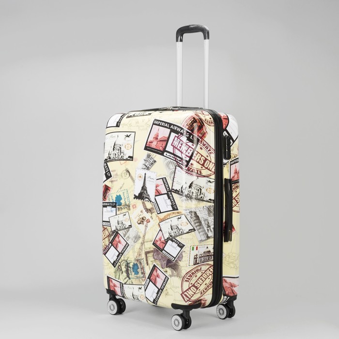 Чемодан большой «Евротур» 28", отдел на молнии, кодовый замок, 4 колеса, цвет жёлтый